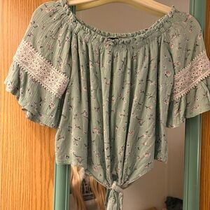 Rue21 Sage Floral Off-Shoulder Blouse